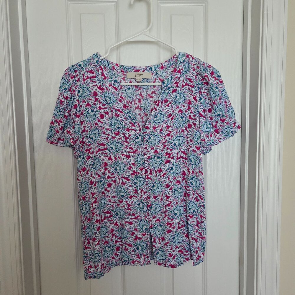 LOFT Vibrant Color Floral Blouse in Size XXS